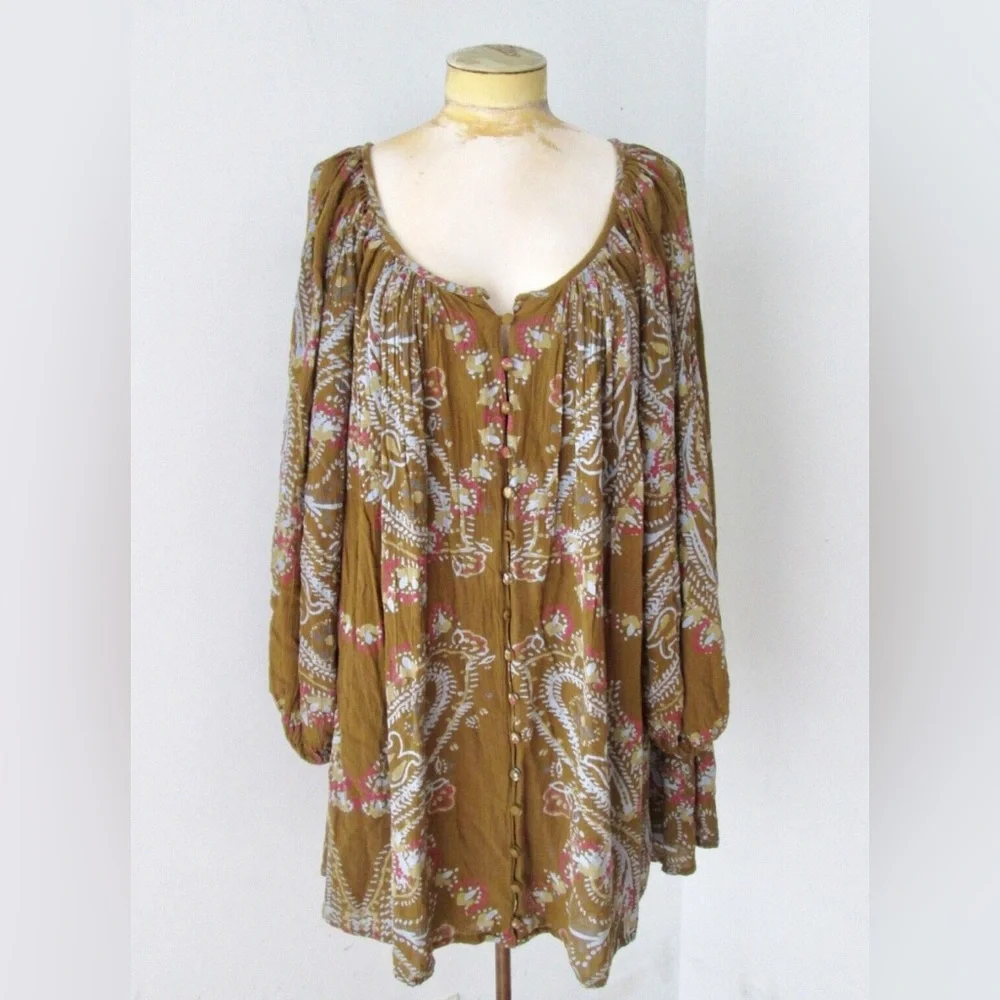 Free People Olive Peasant Babydoll Dress